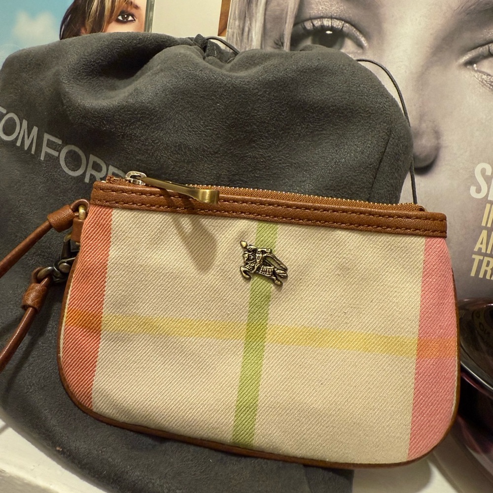 Burberry Pink and Brown Wristlet Pouch - Picture 2 of 4